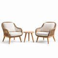 Ensemble de fauteuils en rotin avec table basse en bois