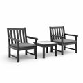 Ensemble de Mobilier de Jardin en Bois Noir avec Coussins Gris