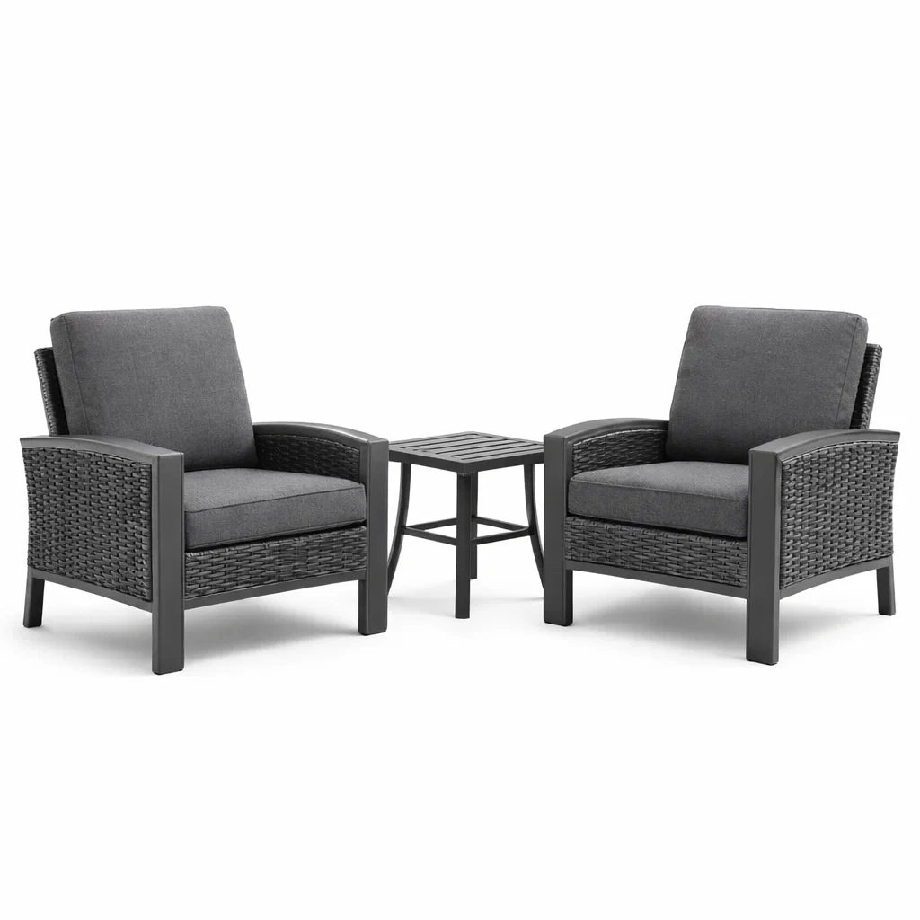 Ensemble de Fauteuils et Table en Résine Tressée et Aluminium
