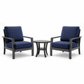 Ensemble de Fauteuils et Table en Aluminium avec Coussins en Tissu Bleu