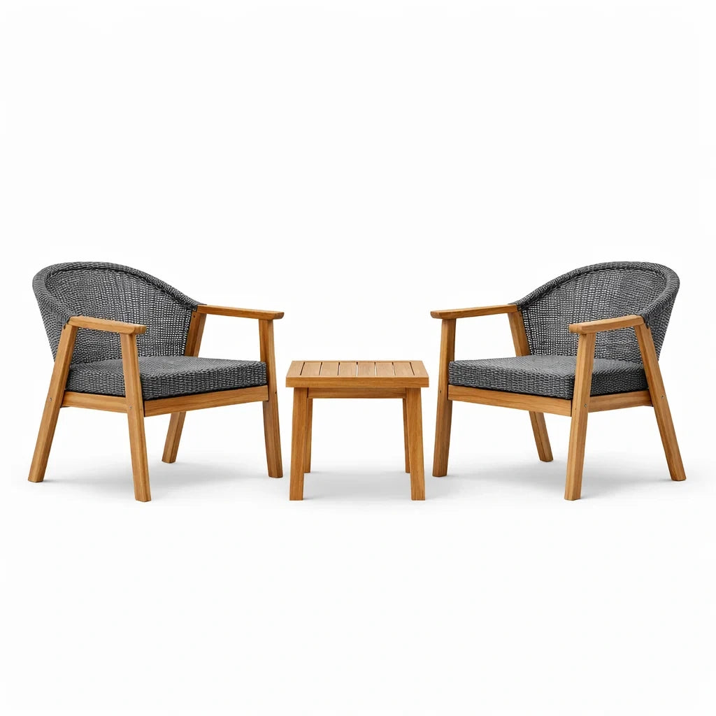 Ensemble de Mobilier de Jardin en Bois et Résine Gris