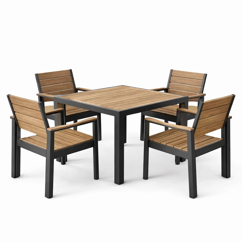 Ensemble de salle à manger extérieur en métal et bois d'acacia