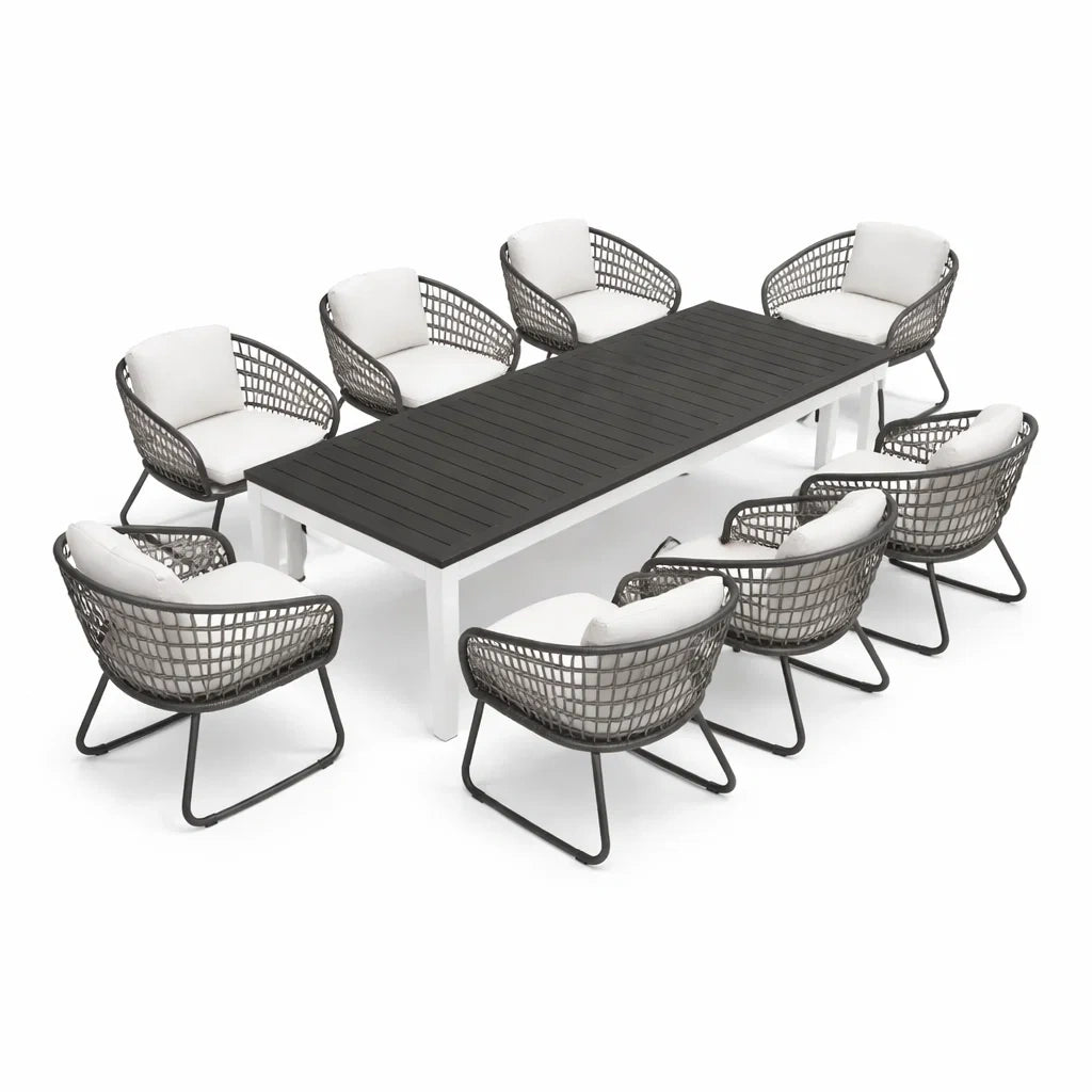 Ensemble de Salle à Manger Extérieur 8 Places Aluminium et Résine Tressée