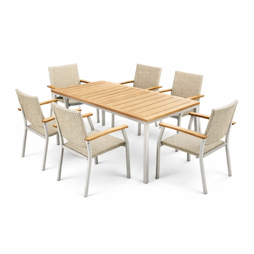 Ensemble de jardin en bois et métal 6 places