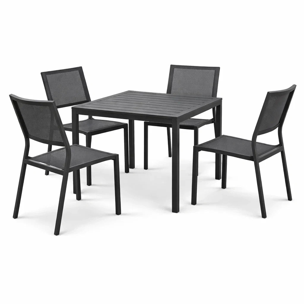 Ensemble de Salle à Manger Extérieur en Métal Noir