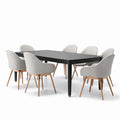 Ensemble de salle à manger: Table en bois et 6 chaises en tissu