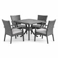 Ensemble de Salon de Jardin en Résine Tressée Gris avec Table et 4 Chaises