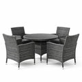Ensemble de salle à manger en rotin avec table ronde et 4 chaises