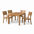 Ensemble de salle à manger en bois avec 4 chaises et table carrée