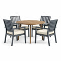 Ensemble de jardin en aluminium et bois avec table ronde et chaises à coussins