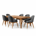 Table à manger en bois avec 6 chaises en cuir synthétique