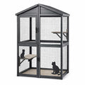 Enclos pour Chats en Acier Noir avec Plateformes 120x80x180 cm