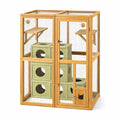 Enclos pour chats en bois avec grillage métallique