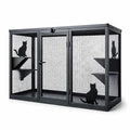 Enclos pour chat en métal noir avec étagères