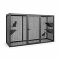 Enclos pour chats en acier noir avec plateformes