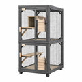 Cage pour chat deux niveaux en métal et bois, 60x60x120 cm