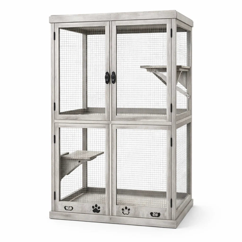 Cage en bois avec portes grillagées 165 cm