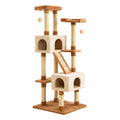 Arbre à chat en bois et peluche 145 cm Beige/Marron