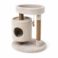 Arbre à chat en bois et peluche Gris avec griffoirs en sisal
