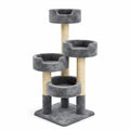 Arbre à chat en peluche et sisal gris avec trois plateformes