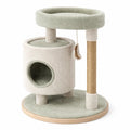 Arbre à chat MDF avec griffoir en sisal Vert et Beige 66 cm