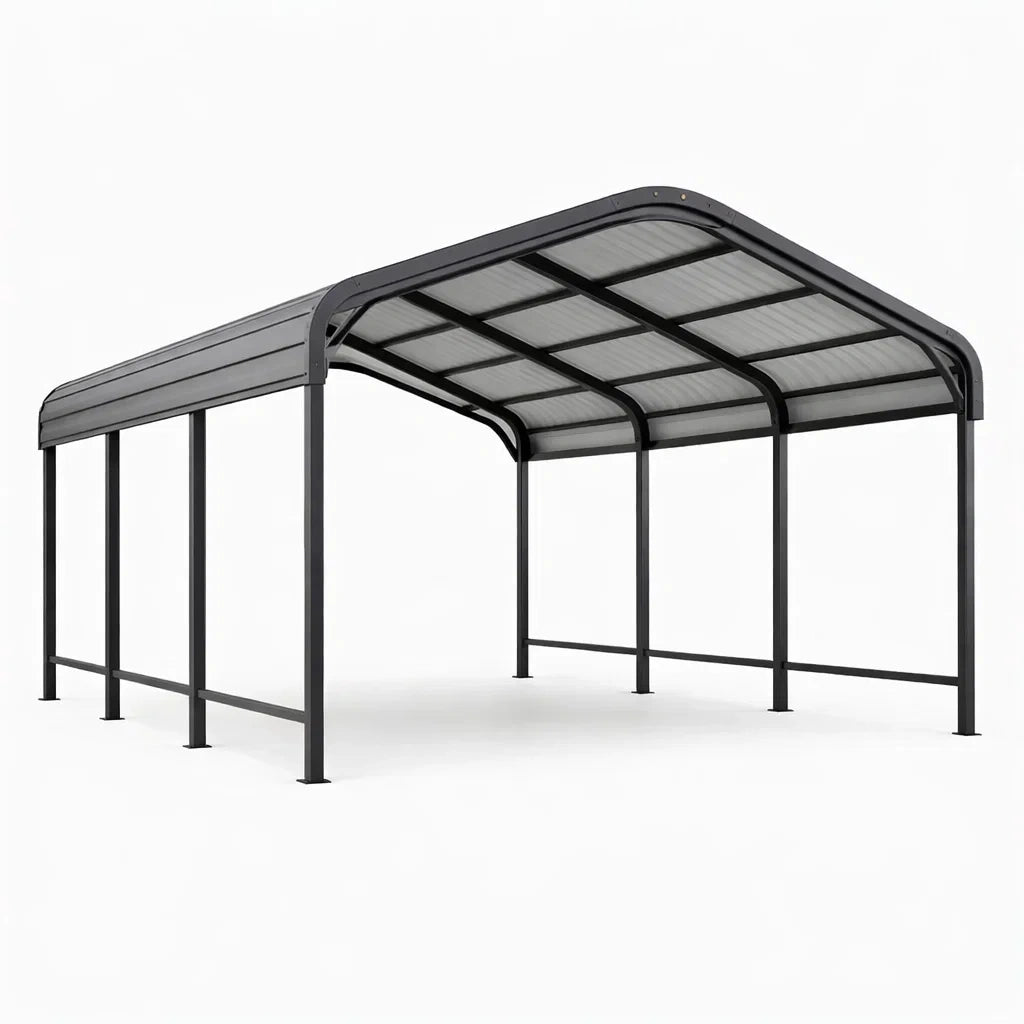 Abri voiture en aluminium et polycarbonate noir