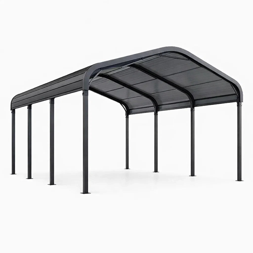 Carport en aluminium et polycarbonate gris 6x3m
