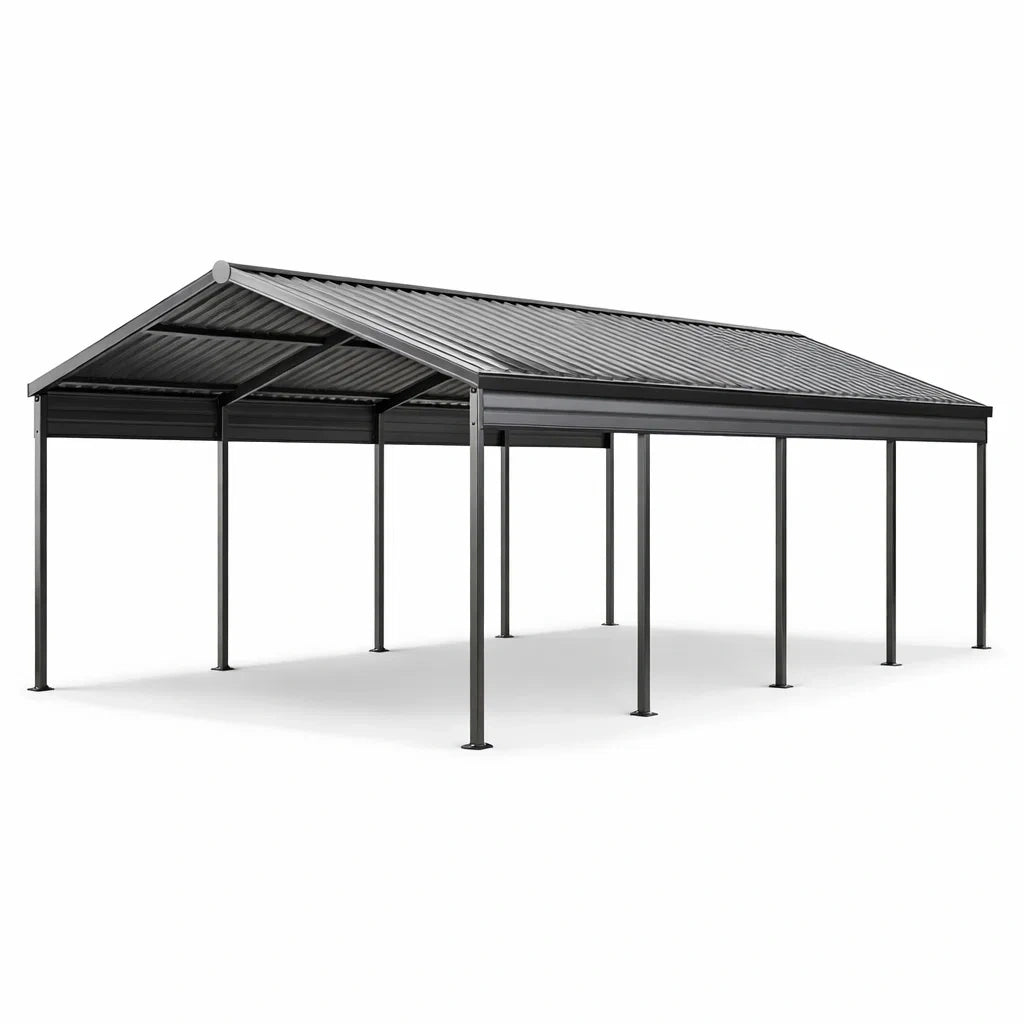 Abri Voiture Métal Gris 600x300 cm