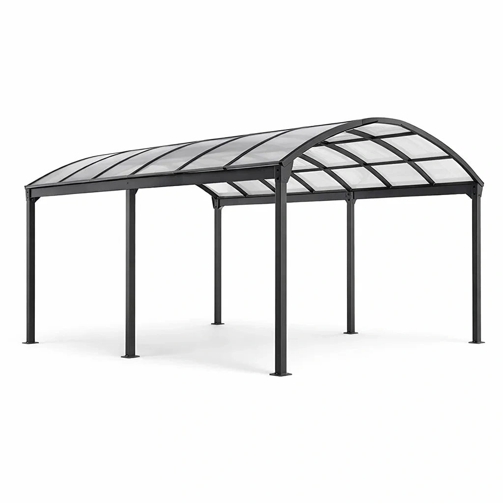 Abri de voiture en aluminium et polycarbonate transparent 500x300x250 cm