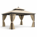 Pavillon de Jardin en Aluminium avec Toit en Polyester Beige 3x4 m