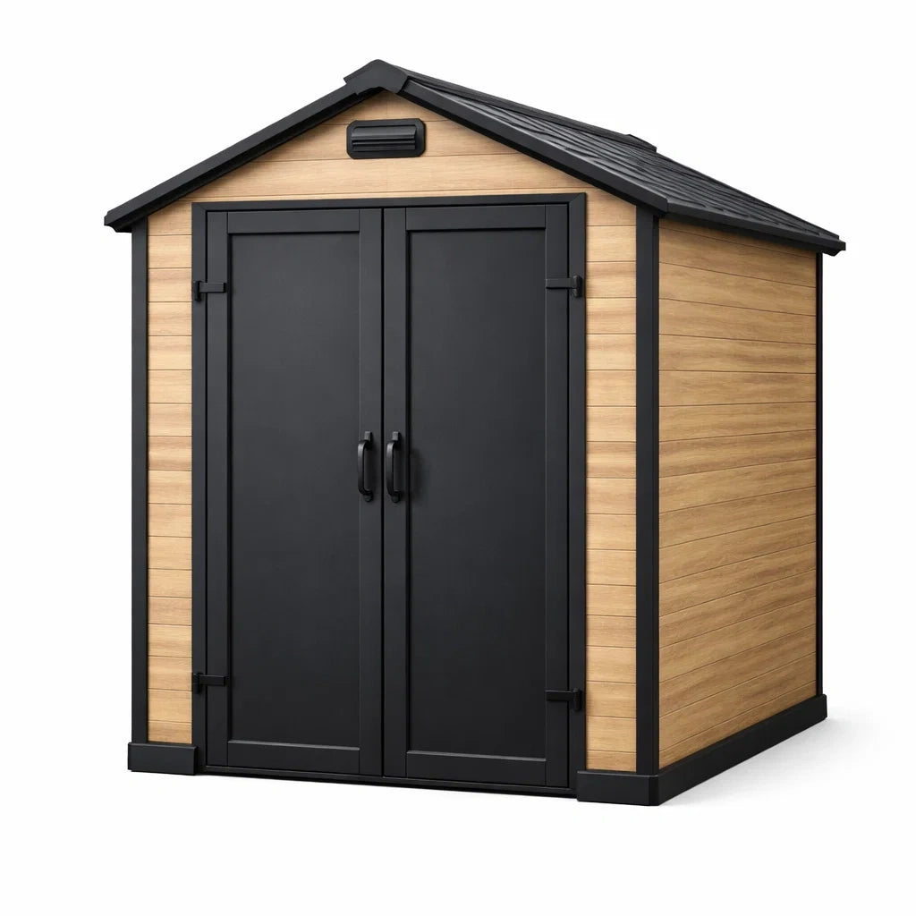 Cabane de jardin en plastique avec portes métalliques 200x150x200 cm