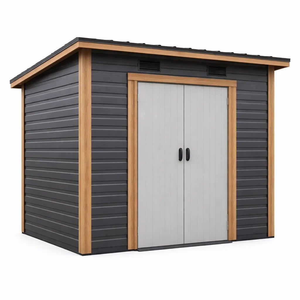 Abri de Jardin en Métal Anthracite et Gris 250x130x180cm
