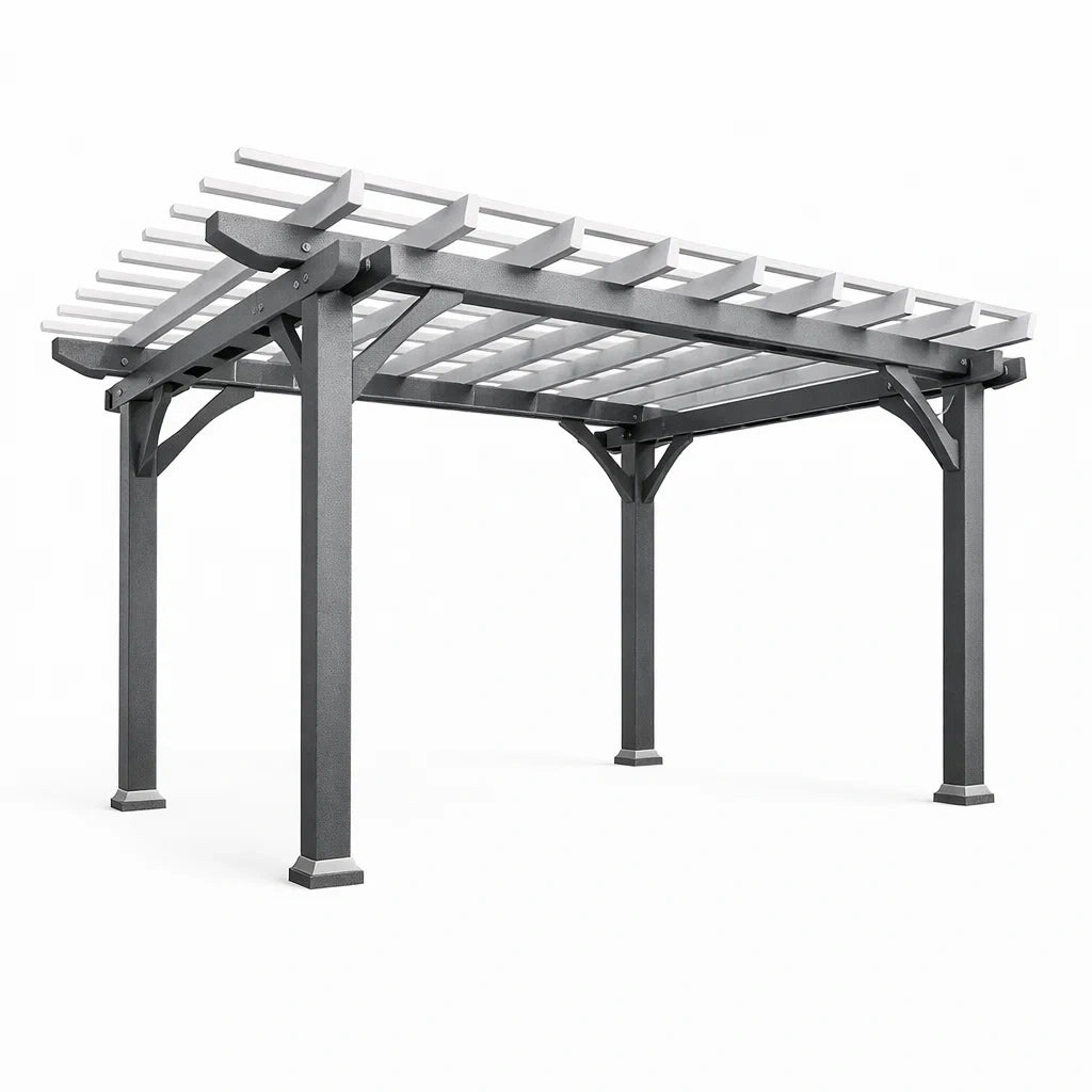Pergola de jardin en aluminium gris et blanc 3m x 3m
