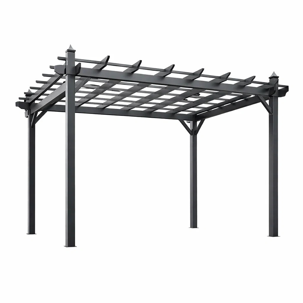 Pergola de Jardin en Acier Noir 3x3 m
