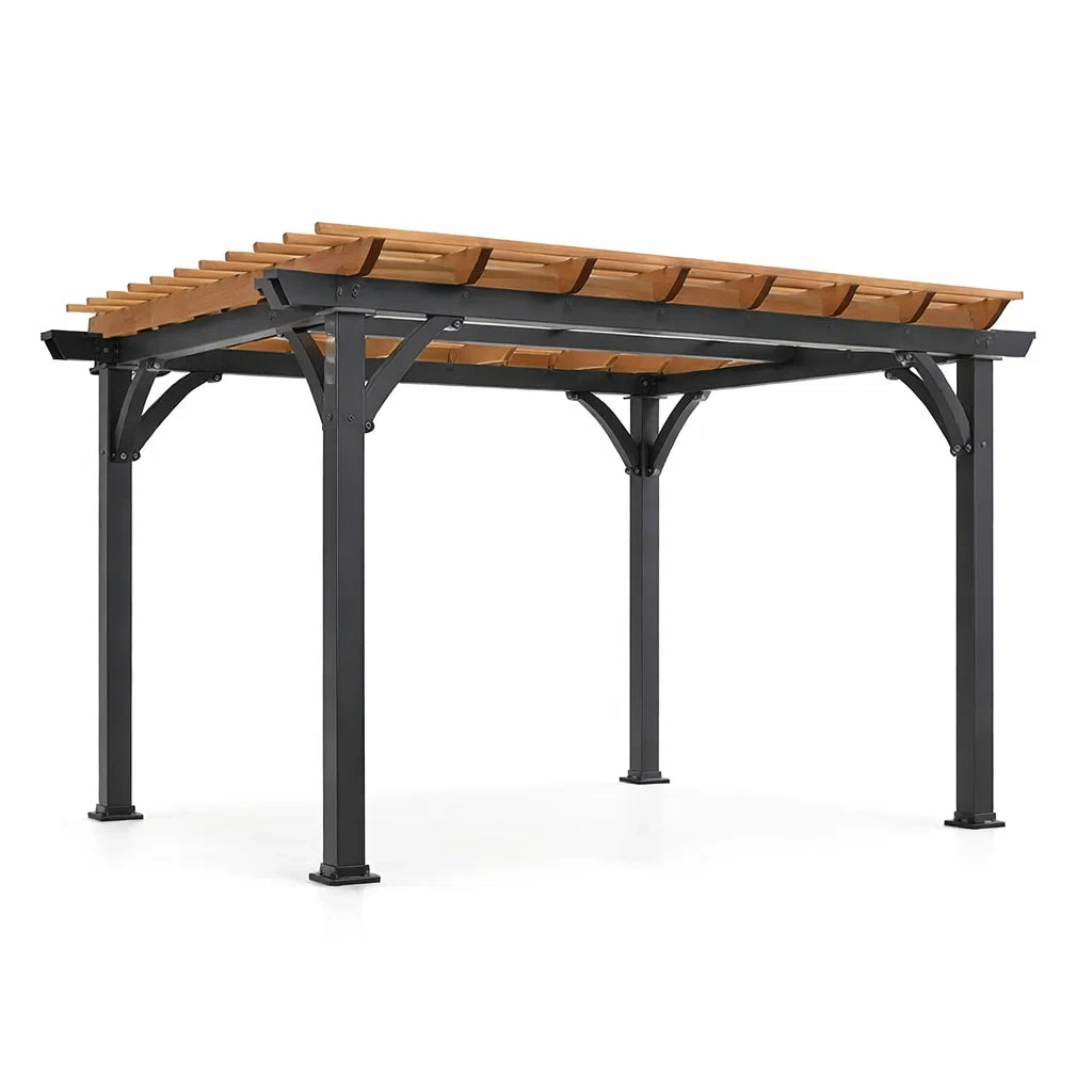 Pergola en aluminium et acier avec toit en bois 300x400x260 cm