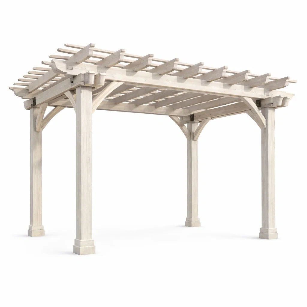 Pergola de jardin en bois blanc 300 x 300 x 270 cm