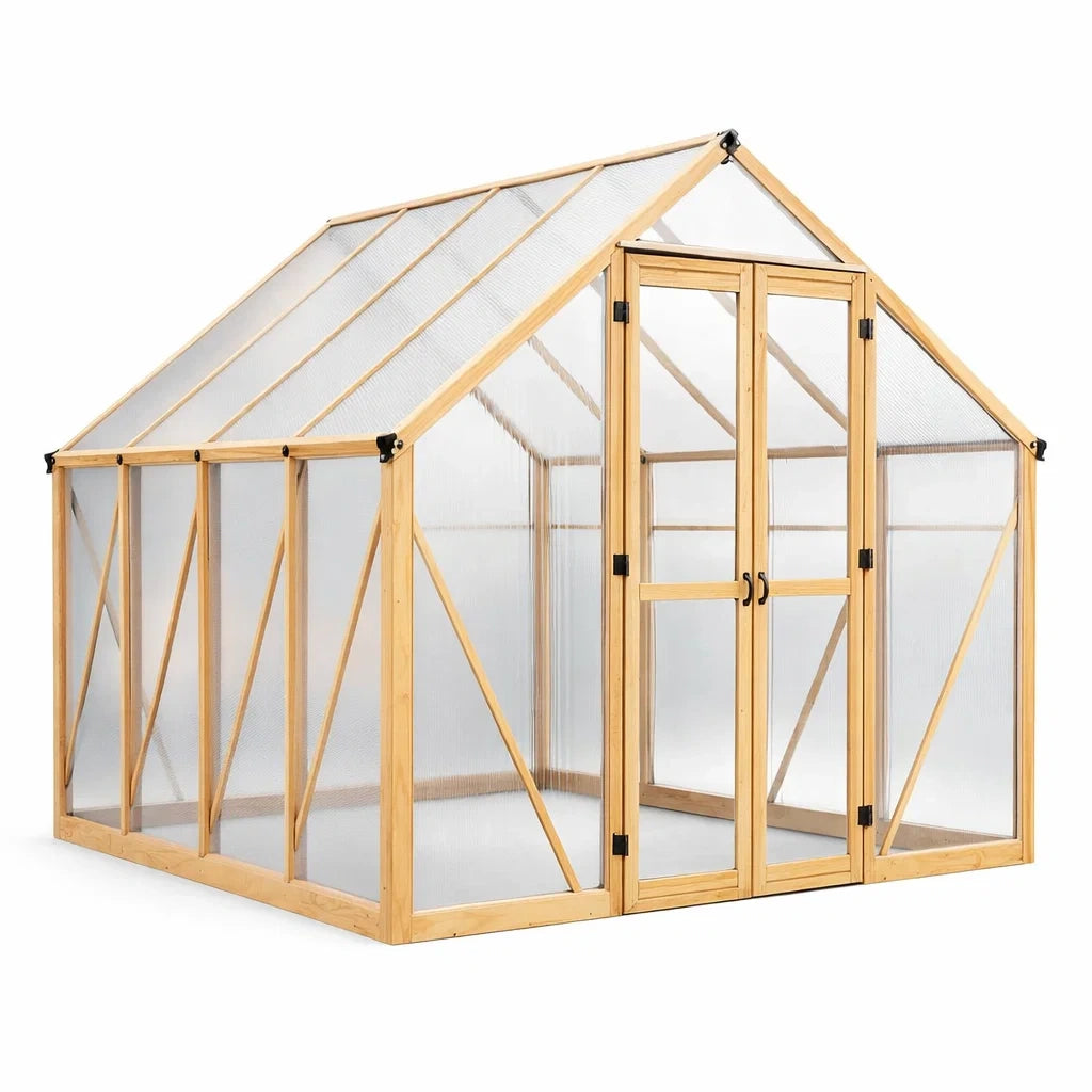 Serre de jardin en bois avec panneaux en polycarbonate