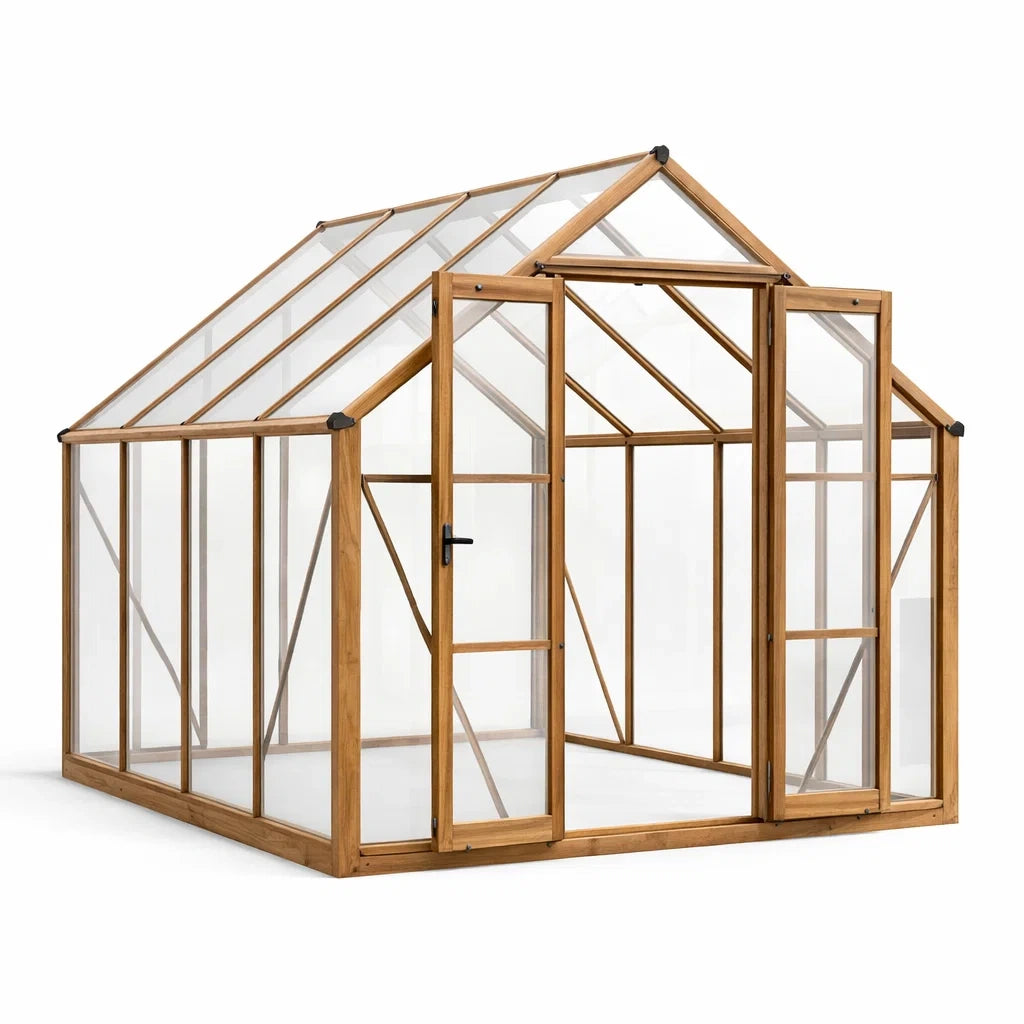 Serre de jardin en bois et polycarbonate transparent