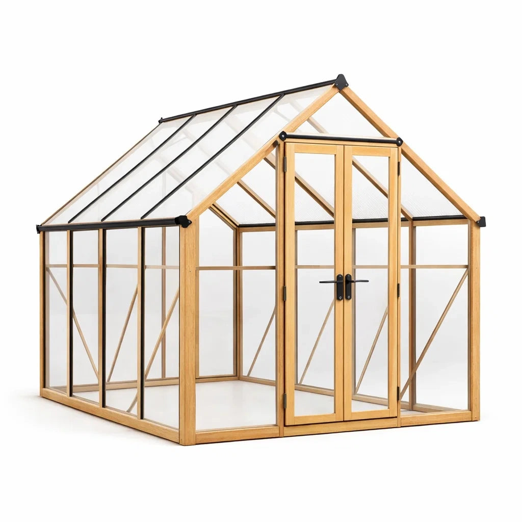 Serre en bois avec panneaux en polycarbonate 4mm