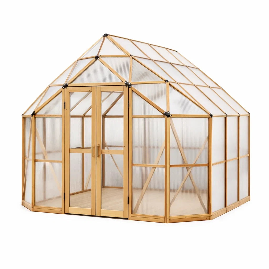 Serre de Jardin en Bois avec Panneaux en Polycarbonate