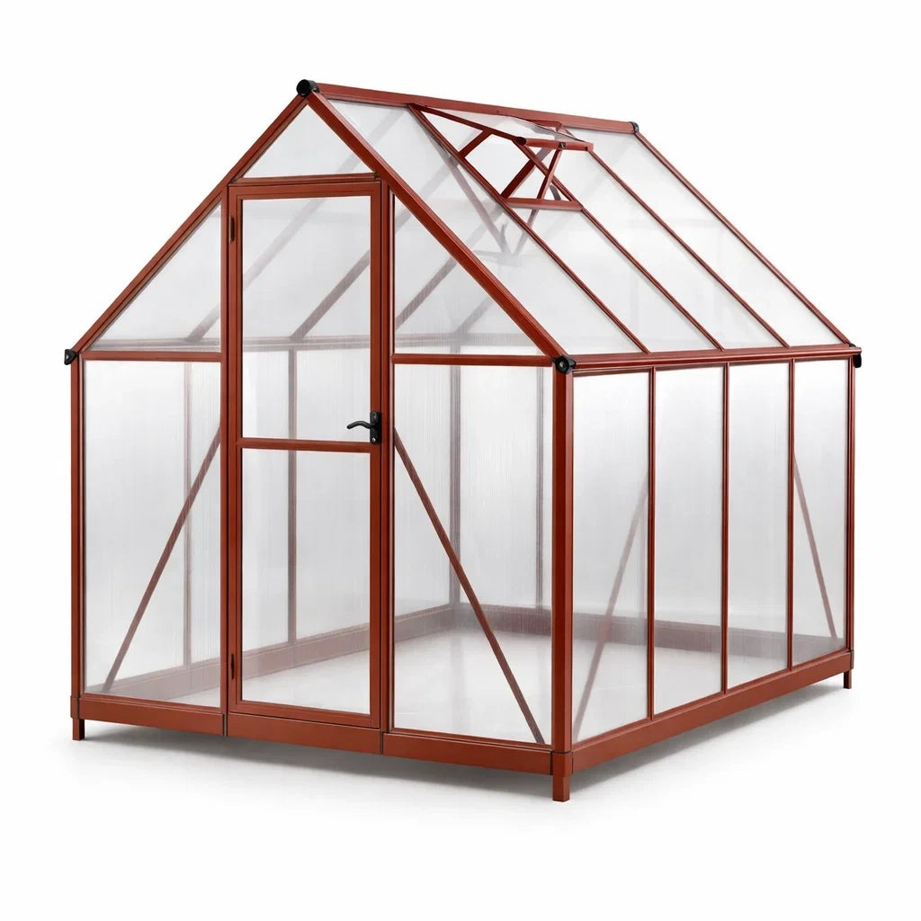 Serre de Jardin en Aluminium et Polycarbonate 4 mm Marron/Transparent